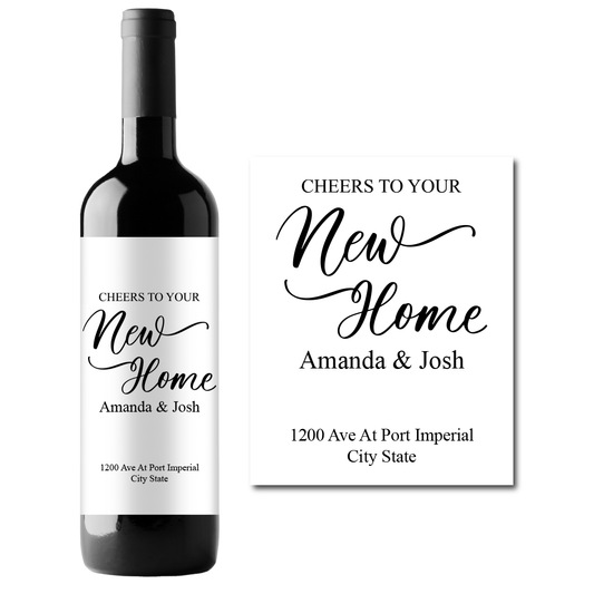 Cheers To Your New Home Custom Personalized Wine Champagne Labels (set of 3)