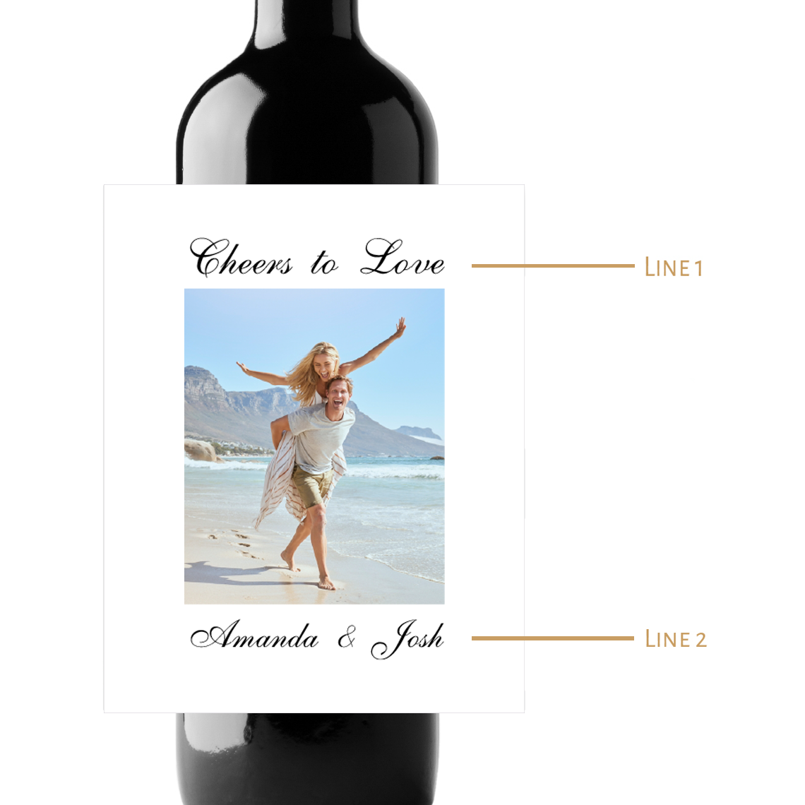 Cheers To Love Wedding Custom Photo Personalized Wine Champagne Labels (set of 3)