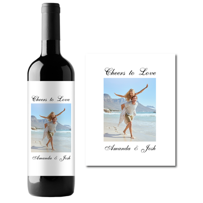 Cheers To Love Wedding Custom Photo Personalized Wine Champagne Labels (set of 3)