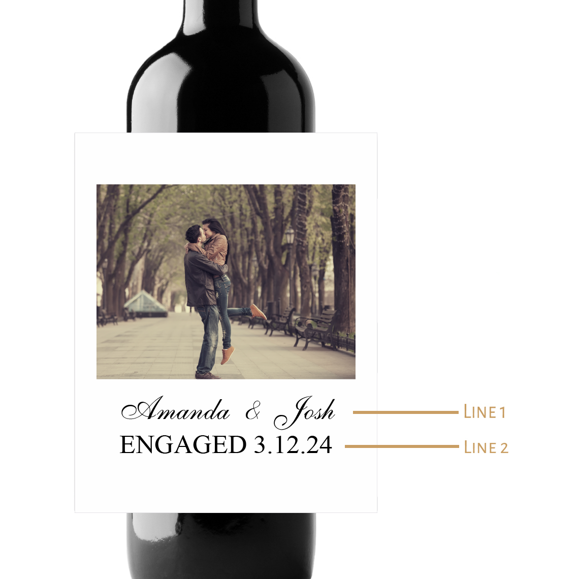 Engaged Custom Photo Personalized Wine Champagne Labels (set of 3)