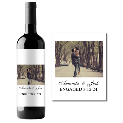 Engaged Custom Photo Personalized Wine Champagne Labels (set of 3)