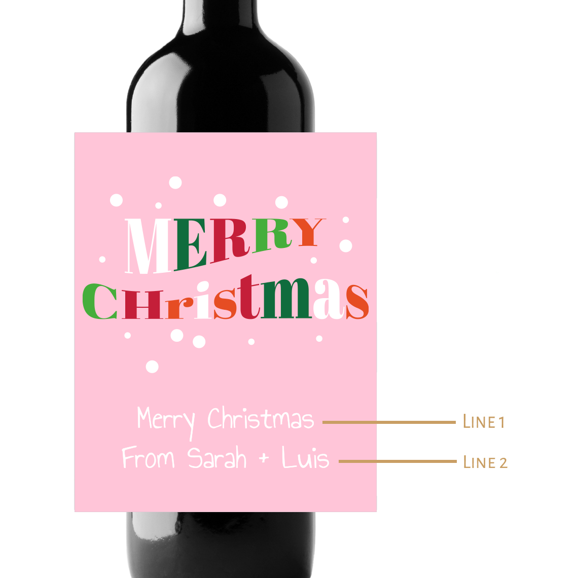 Merry Christmas Custom Personalized Wine Champagne Labels (set of 3)