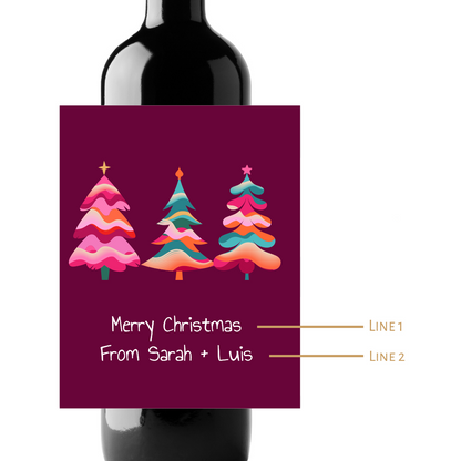 Christmas Trees Holidays Custom Personalized Wine Champagne Labels (set of 3)