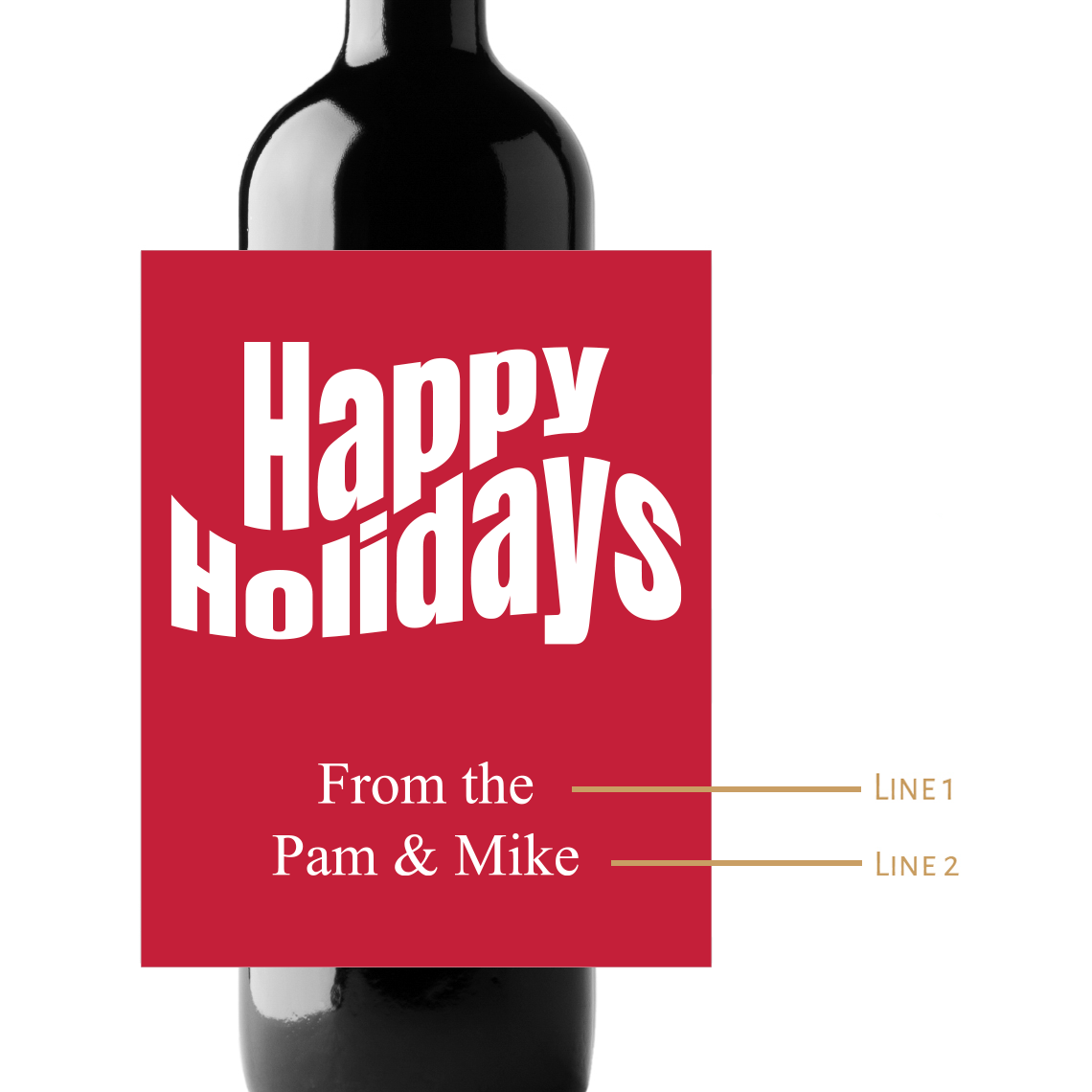 Happy Holidays Custom Personalized Wine Champagne Labels (set of 3)