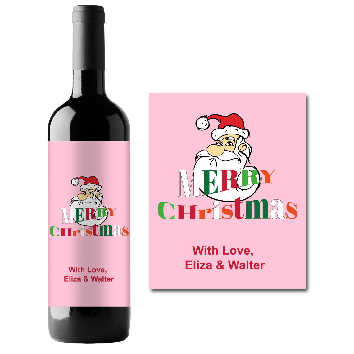 Merry Christmas Santa Custom Personalized Wine Champagne Labels (set of 3)