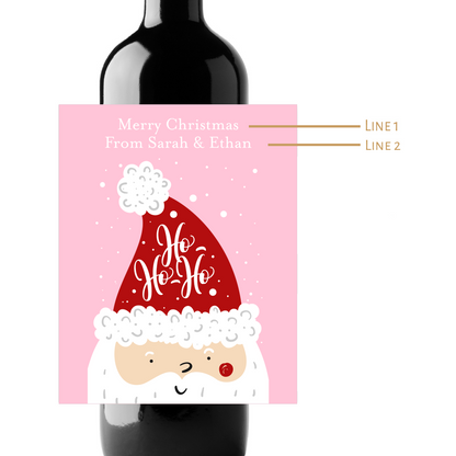 Ho Ho Ho Santa Christmas Custom Personalized Wine Champagne Labels (set of 3)