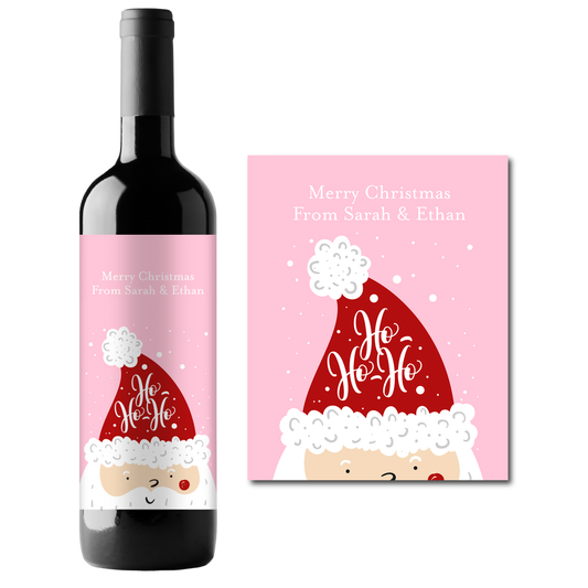 Ho Ho Ho Santa Christmas Custom Personalized Wine Champagne Labels (set of 3)
