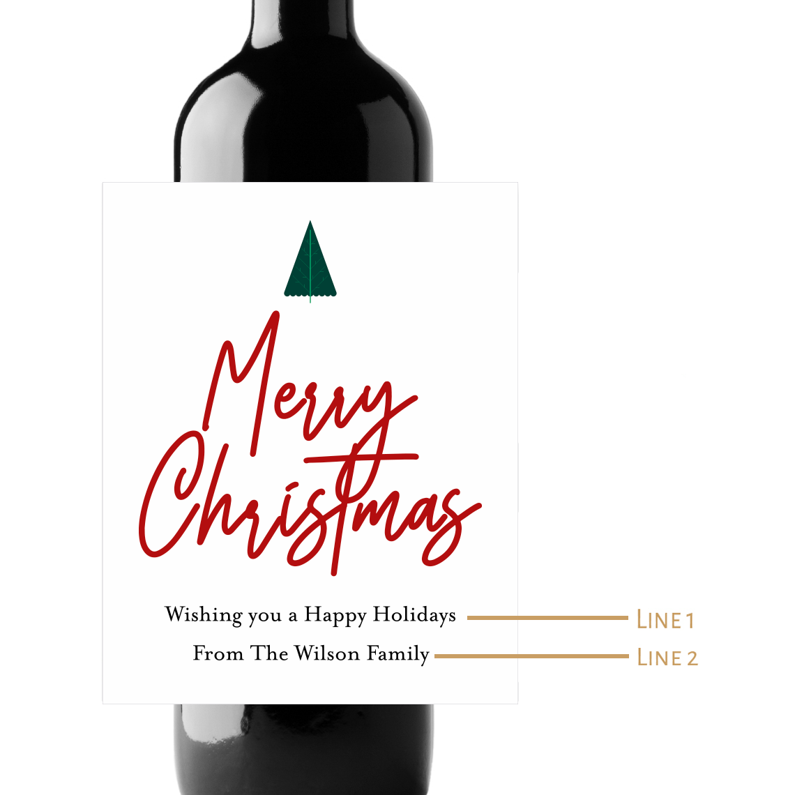 Merry Christmas Custom Personalized Wine Champagne Labels (set of 3)