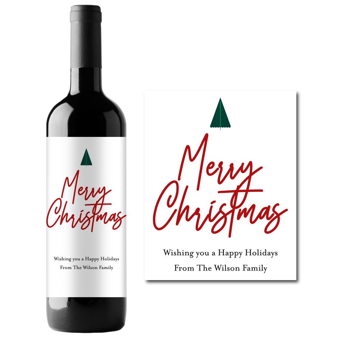 Merry Christmas Custom Personalized Wine Champagne Labels (set of 3)