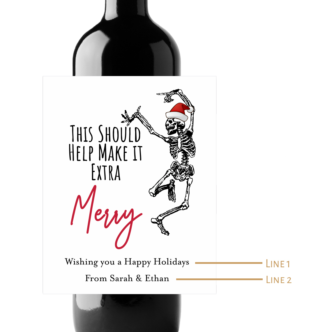 This Should Help Make It Extra Merry Custom Personalized Wine Champagne Labels (set of 3)