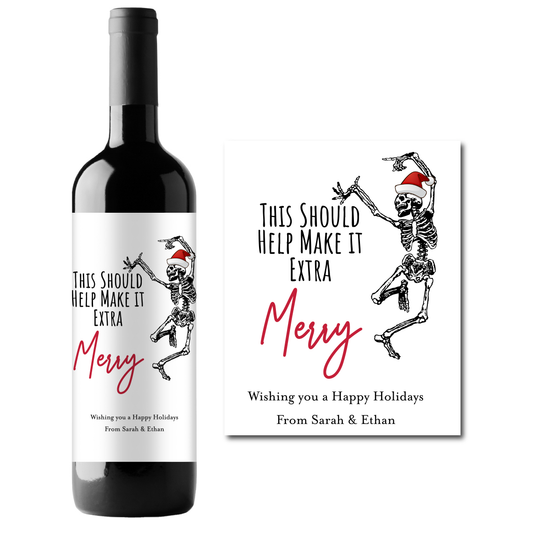 This Should Help Make It Extra Merry Custom Personalized Wine Champagne Labels (set of 3)