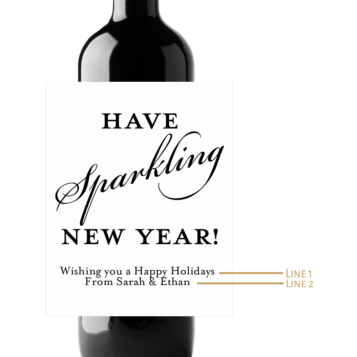 Have Sparkling New Year! Custom Personalized Wine Champagne Labels (set of 3)