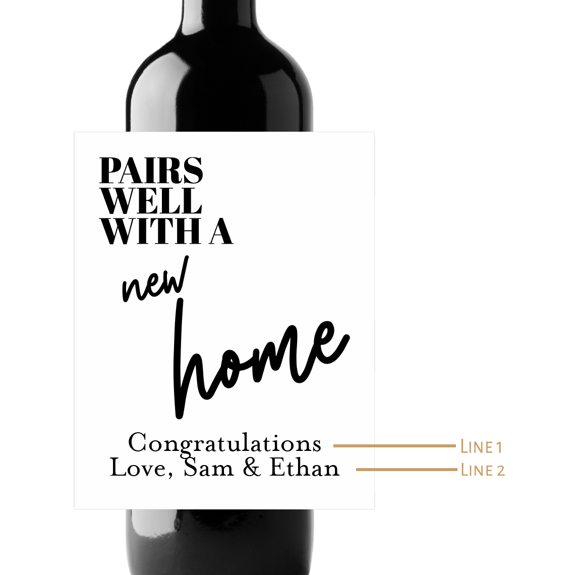 Pairs Well With A New Home Custom Personalized Wine Champagne Labels (set of 3)