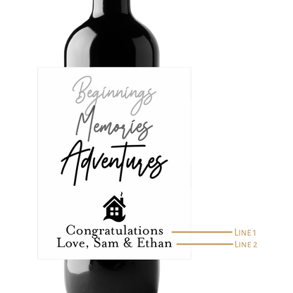 Beginnings Memories Adventures Custom Personalized Wine Champagne Labels (set of 3)