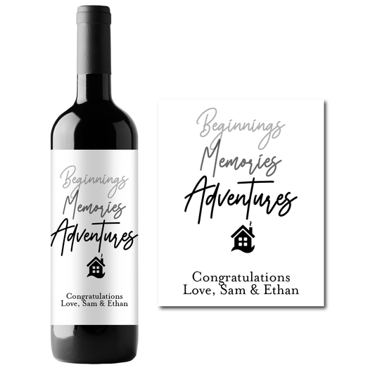 Beginnings Memories Adventures Custom Personalized Wine Champagne Labels (set of 3)