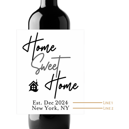 Home Sweet Home Custom Personalized Wine Champagne Labels (set of 3)