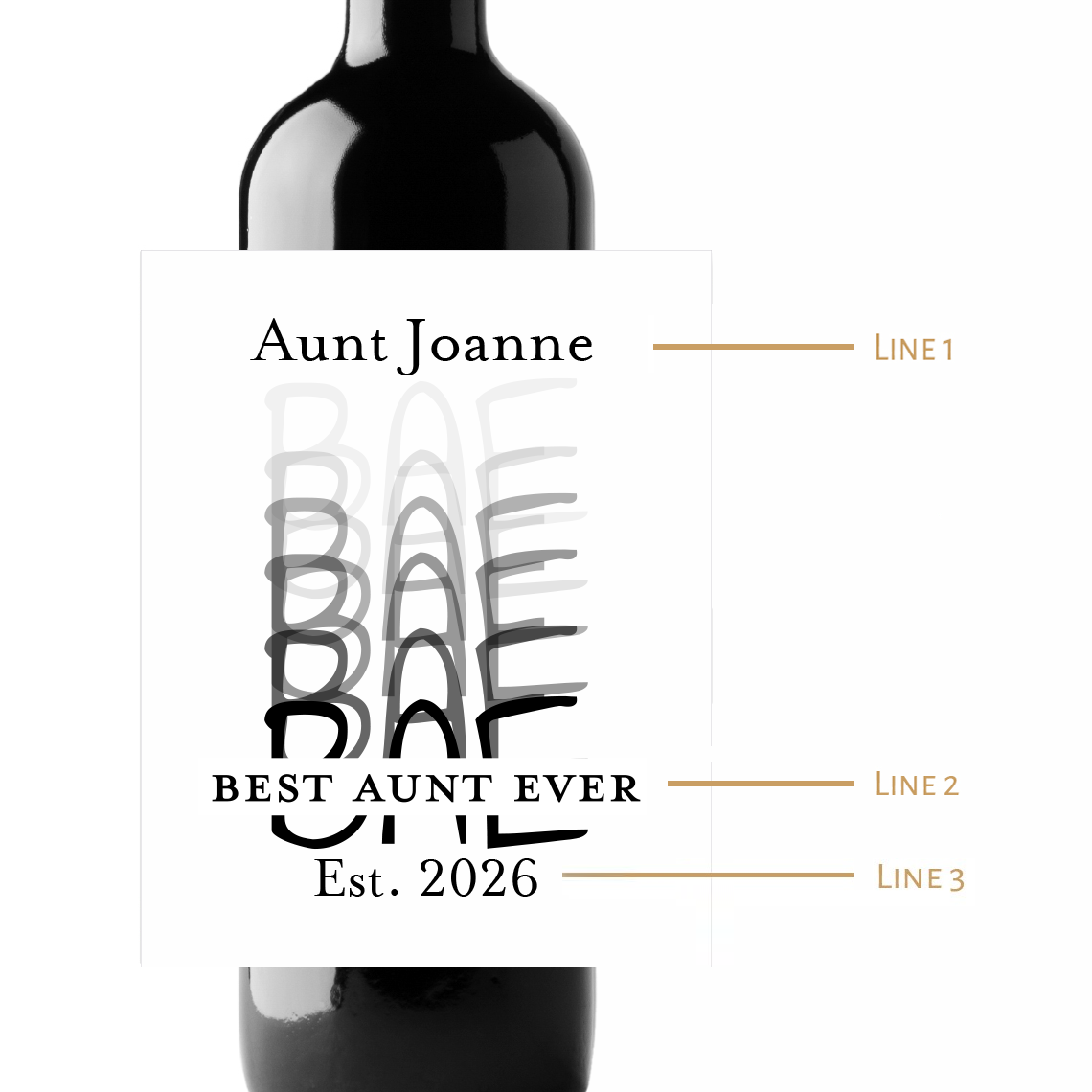 Best Aunt Ever Custom Personalized Wine Champagne Labels (set of 3)