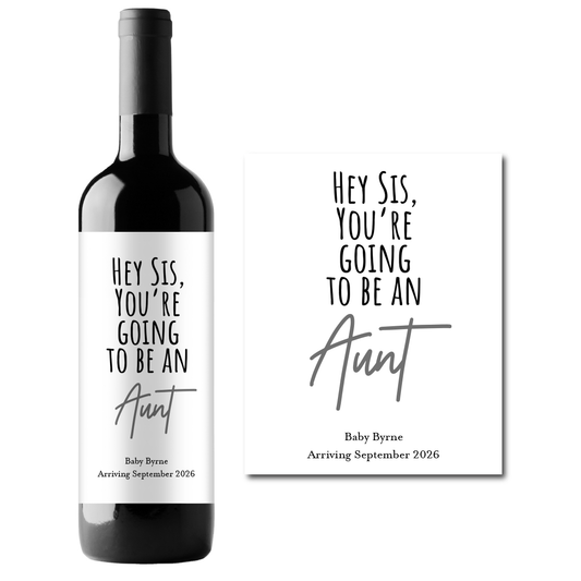 You're Going To Be An Aunt Custom Personalized Wine Champagne Labels (set of 3)