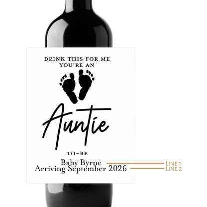 Auntie To-Be Custom Personalized Wine Champagne Labels (set of 3)