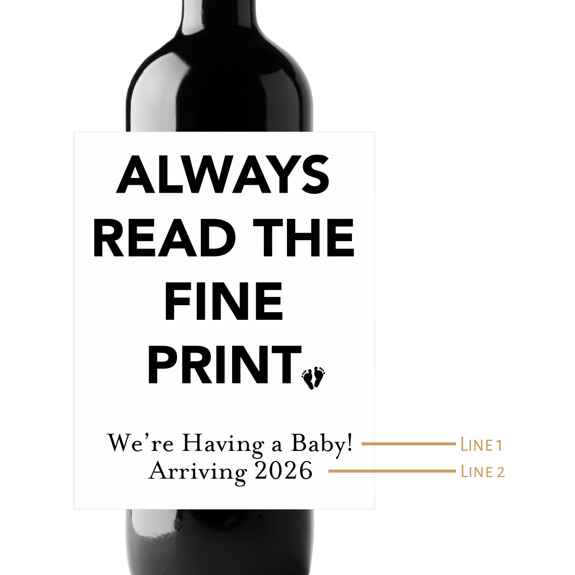 Always Read The Fine Print Custom Personalized Wine Champagne Labels (set of 3)