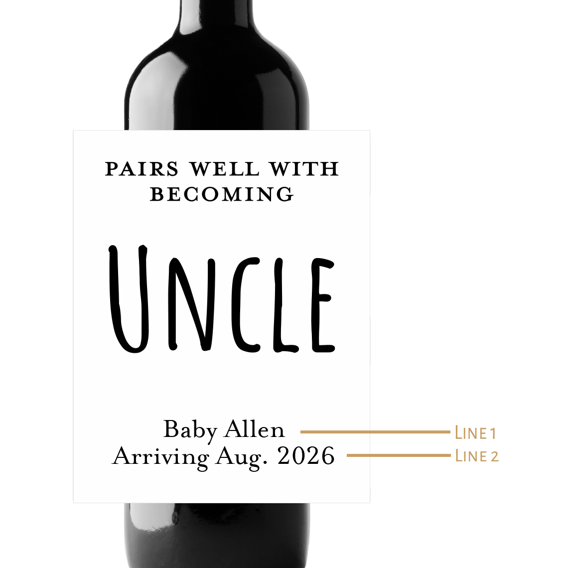 Becoming An Uncle Custom Personalized Wine Champagne Labels (set of 3)