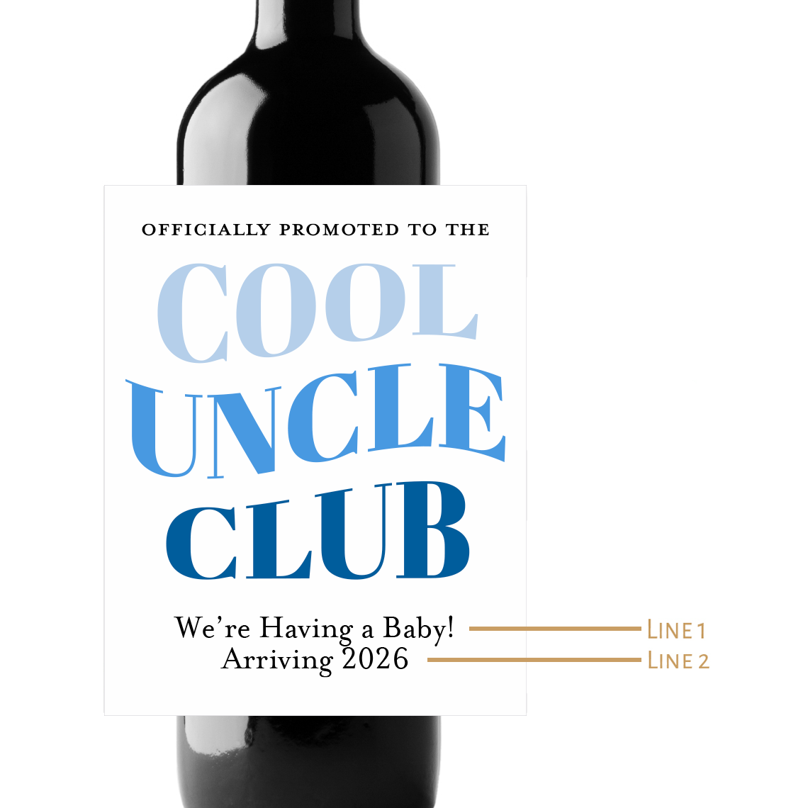 Cool Uncle Club Custom Personalized Wine Champagne Labels (set of 3)