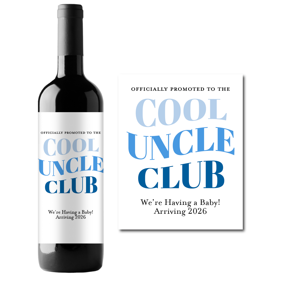 Cool Uncle Club Custom Personalized Wine Champagne Labels (set of 3)