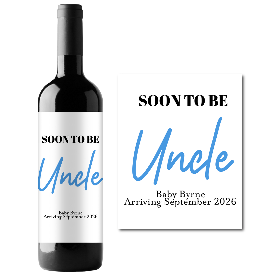 Soon To Be Uncle Custom Personalized Wine Champagne Labels (set of 3)