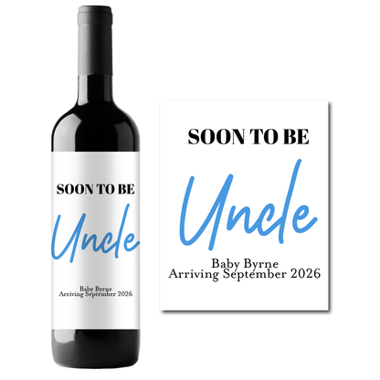 Soon To Be Uncle Custom Personalized Wine Champagne Labels (set of 3)