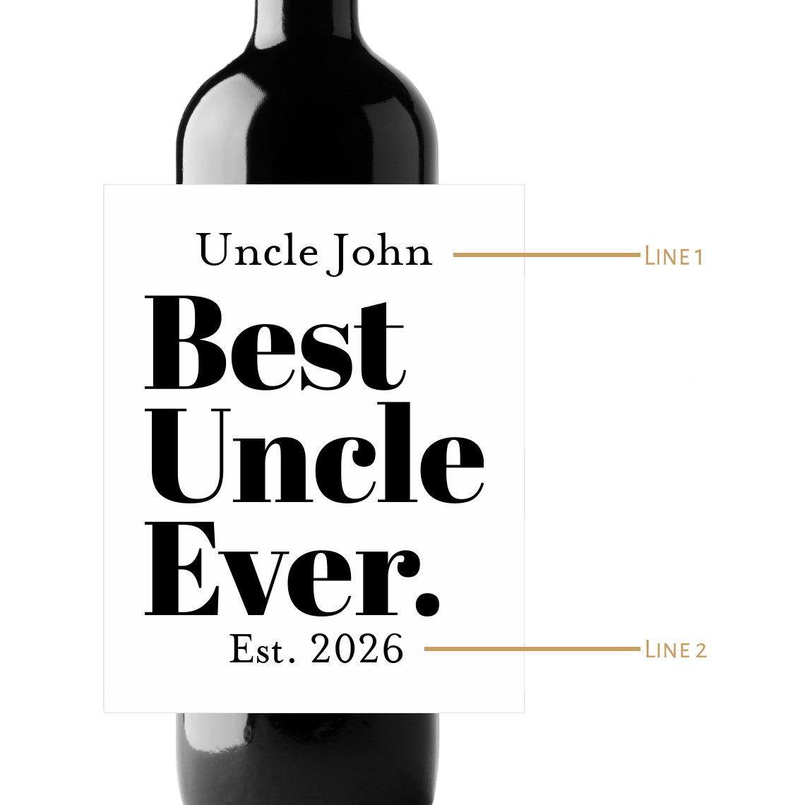 Best Uncle Ever Custom Personalized Wine Champagne Labels (set of 3)