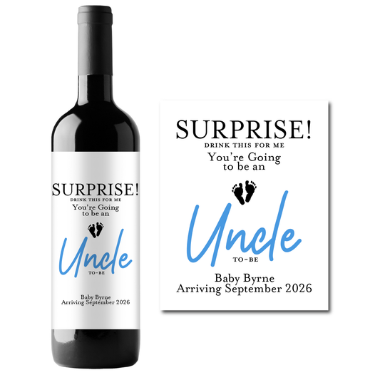 Uncle To-Be Custom Personalized Wine Champagne Labels (set of 3)