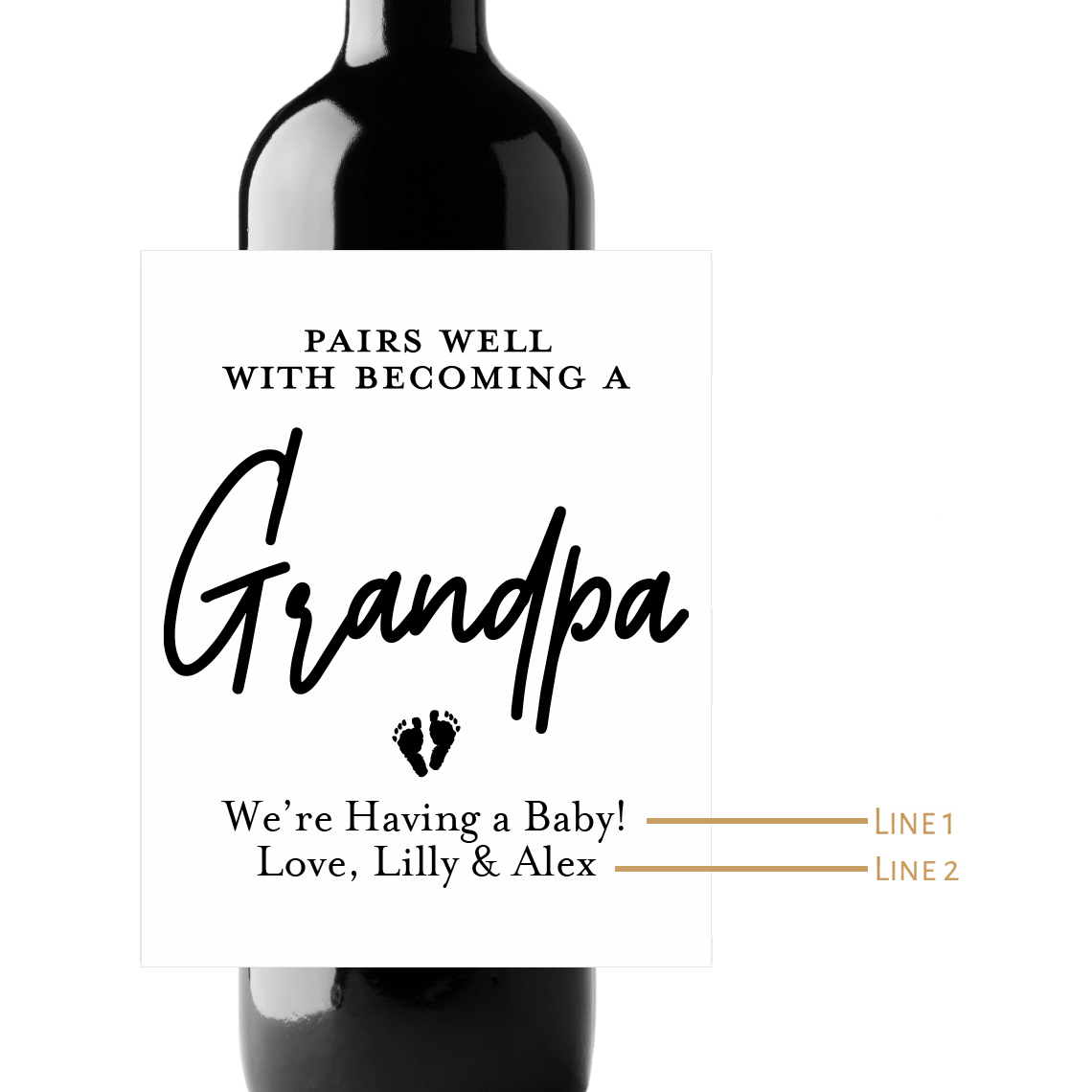 Becoming Grandpa Custom Personalized Wine Champagne Labels (set of 3)