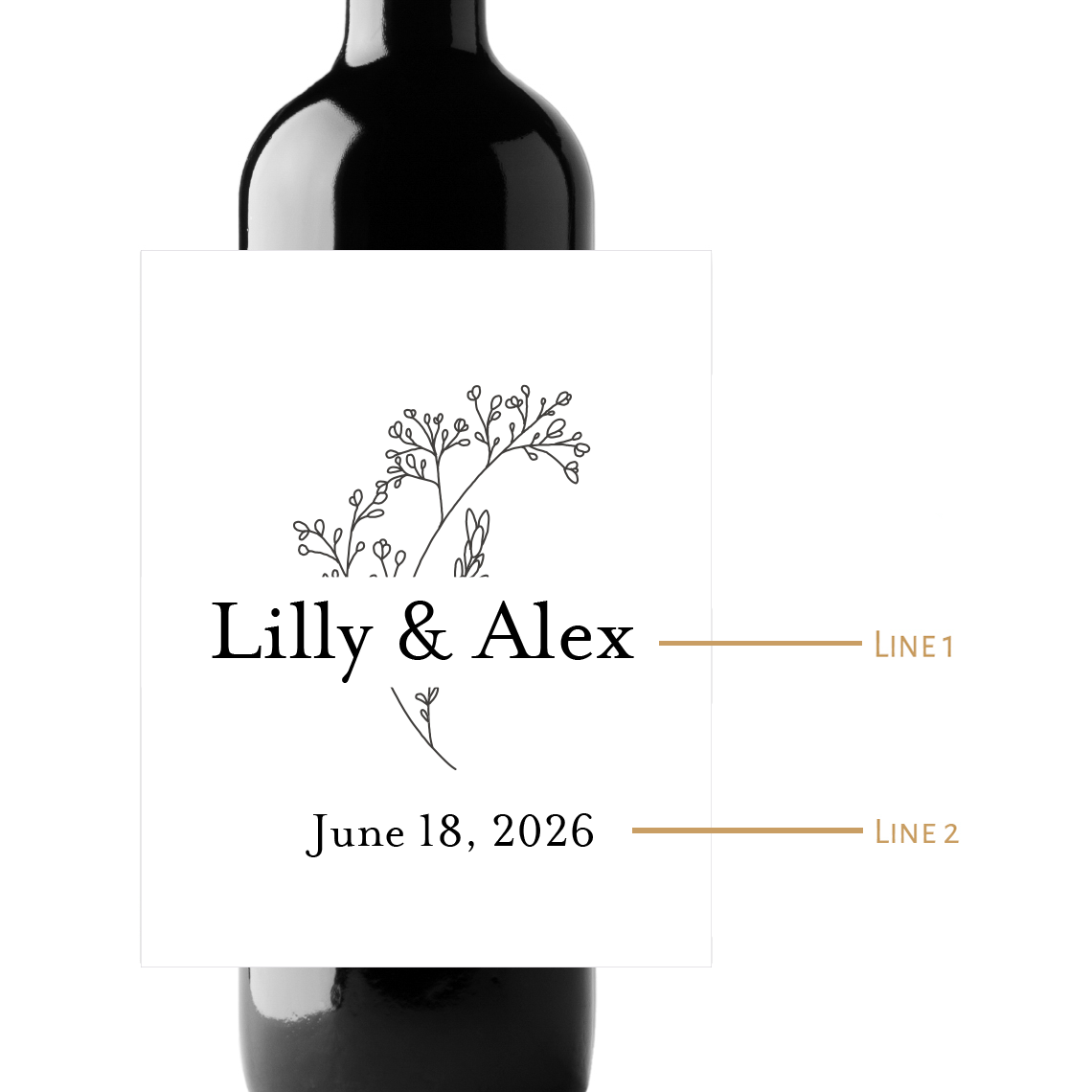 Minimalist Wedding Custom Personalized Wine Champagne Labels (set of 3)