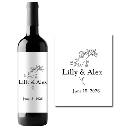 Minimalist Wedding Custom Personalized Wine Champagne Labels (set of 3)