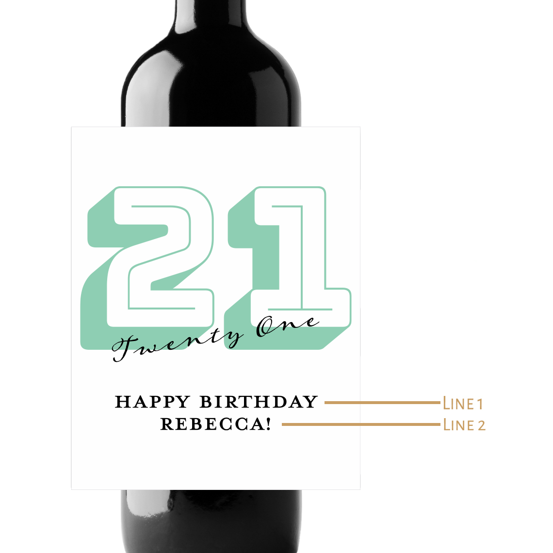 Twenty One Birthday Custom Personalized Wine Champagne Labels (set of 3)