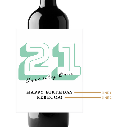 Twenty One Birthday Custom Personalized Wine Champagne Labels (set of 3)