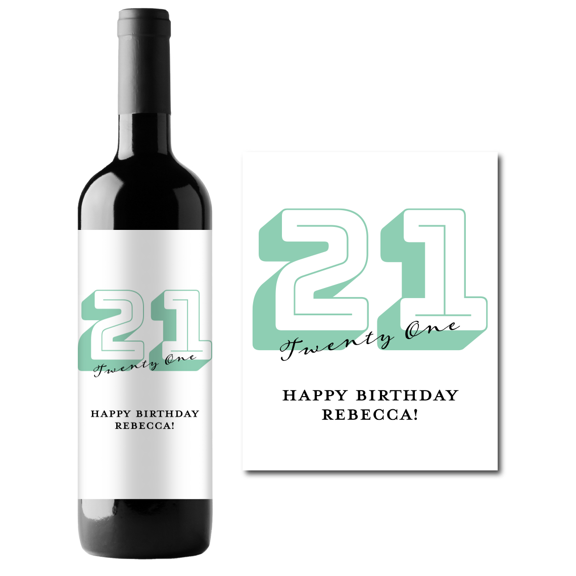 Twenty One Birthday Custom Personalized Wine Champagne Labels (set of 3)