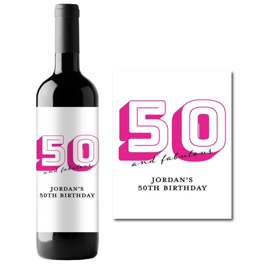 50 and Fabulous Birthday Custom Personalized Wine Champagne Labels (set of 3)