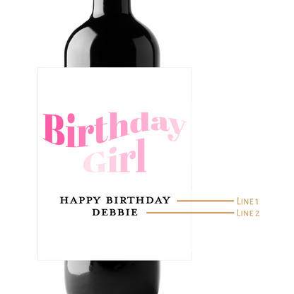 Birthday Girl Custom Personalized Wine Champagne Labels (set of 3)