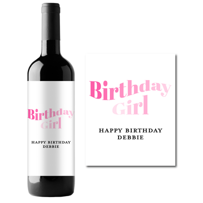 Birthday Girl Custom Personalized Wine Champagne Labels (set of 3)