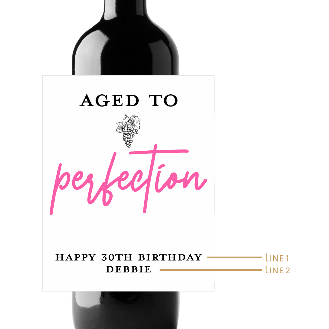 Aged To Perfection Birthday Custom Personalized Wine Champagne Labels (set of 3)