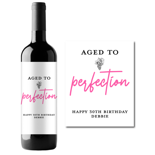 Aged To Perfection Birthday Custom Personalized Wine Champagne Labels (set of 3)