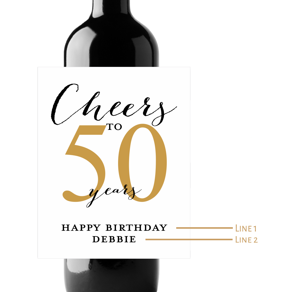 Cheers To 50 Years Birthday Custom Personalized Wine Champagne Labels (set of 3)