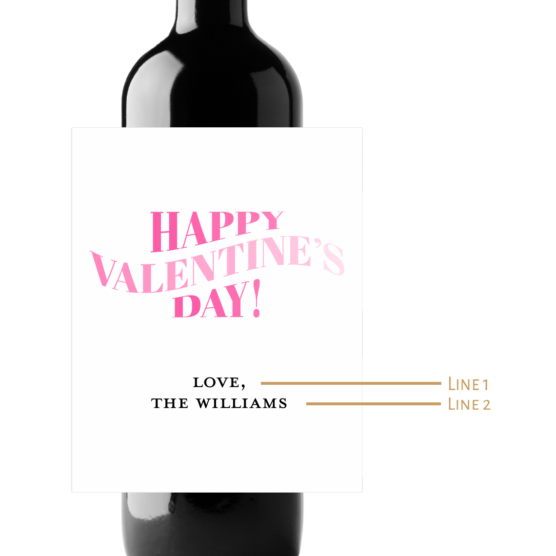 Happy Valentine's Day Custom Personalized Wine Champagne Labels (set of 3)