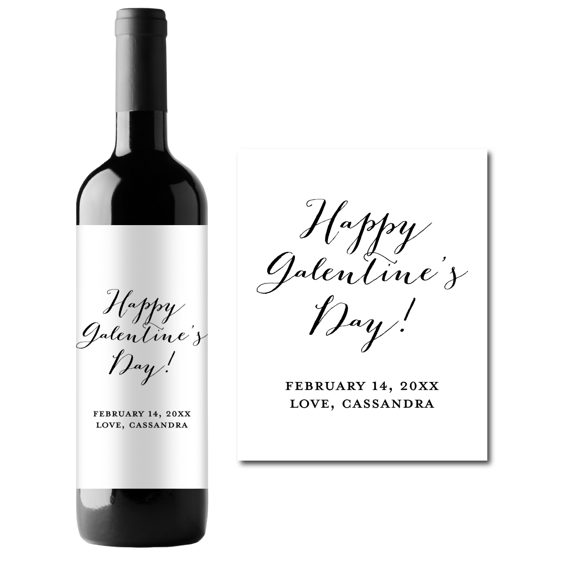 Happy Valentine's Day! Custom Personalized Wine Champagne Labels (set of 3)