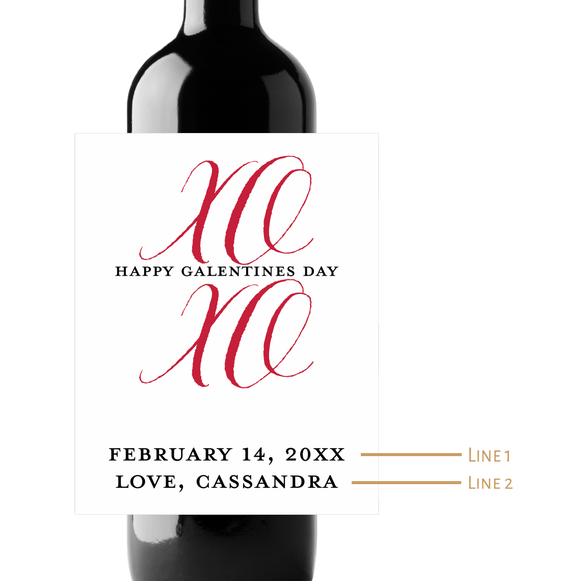 XOXO Happy Galentine's Day Custom Personalized Wine Champagne Labels (set of 3)