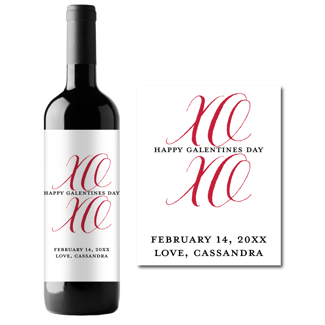 XOXO Happy Galentine's Day Custom Personalized Wine Champagne Labels (set of 3)