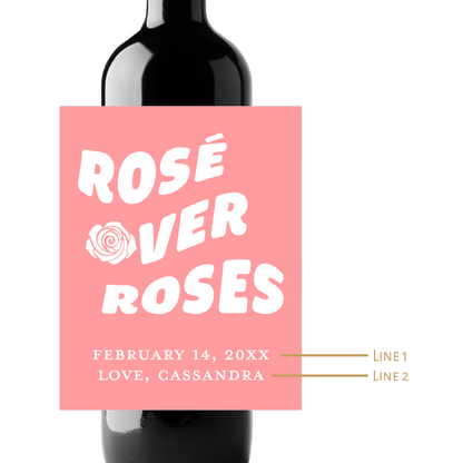 Rose Over Roses Custom Personalized Wine Champagne Labels (set of 3)