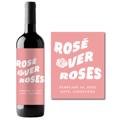 Rose Over Roses Custom Personalized Wine Champagne Labels (set of 3)