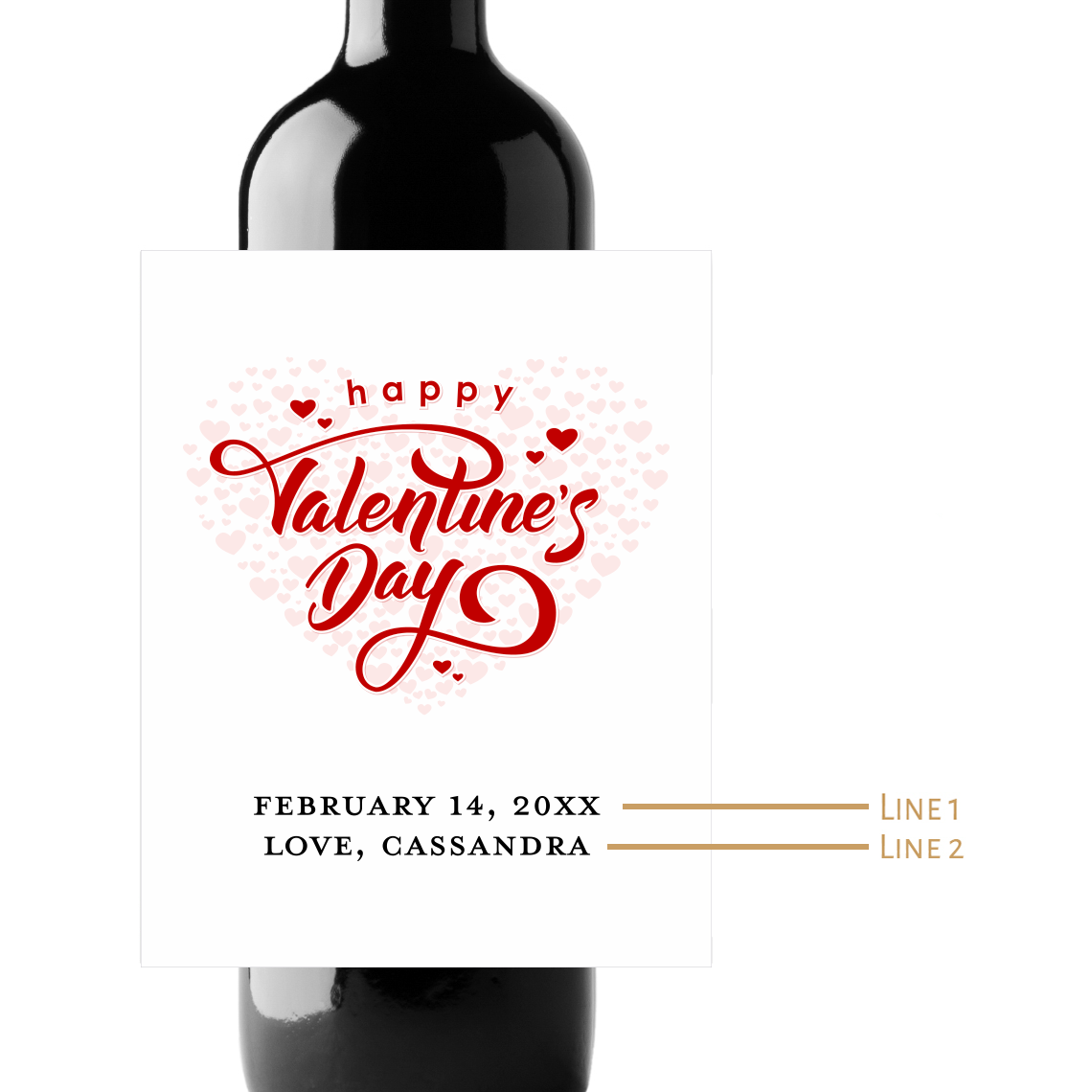 Happy Valentine's Day Custom Personalized Wine Champagne Labels (set of 3)